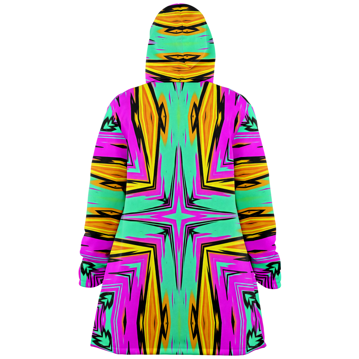 Women's Neon Geometric Star Pattern Design All Over Print  Microfleece Cloak