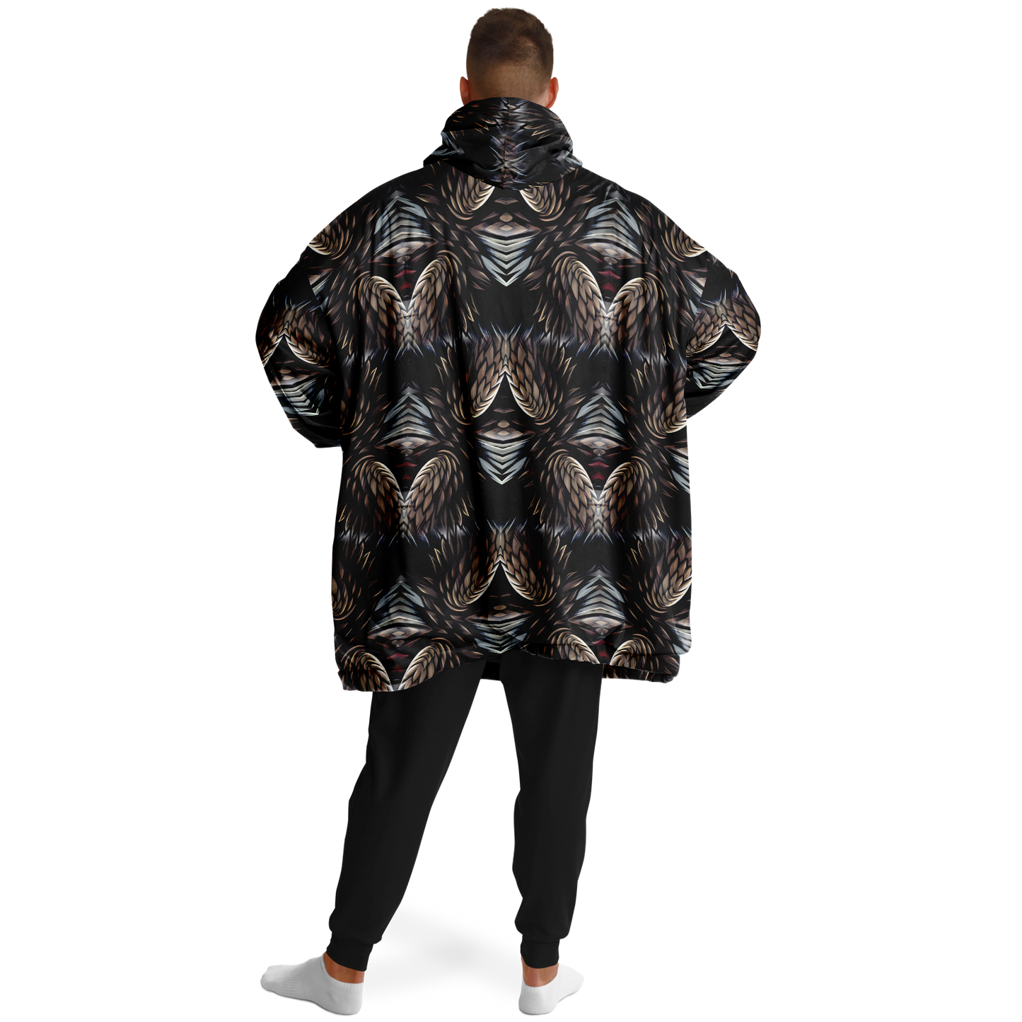 Men's Abstract Dark Kaleidoscope Pattern All Over Print Snug Hoodie