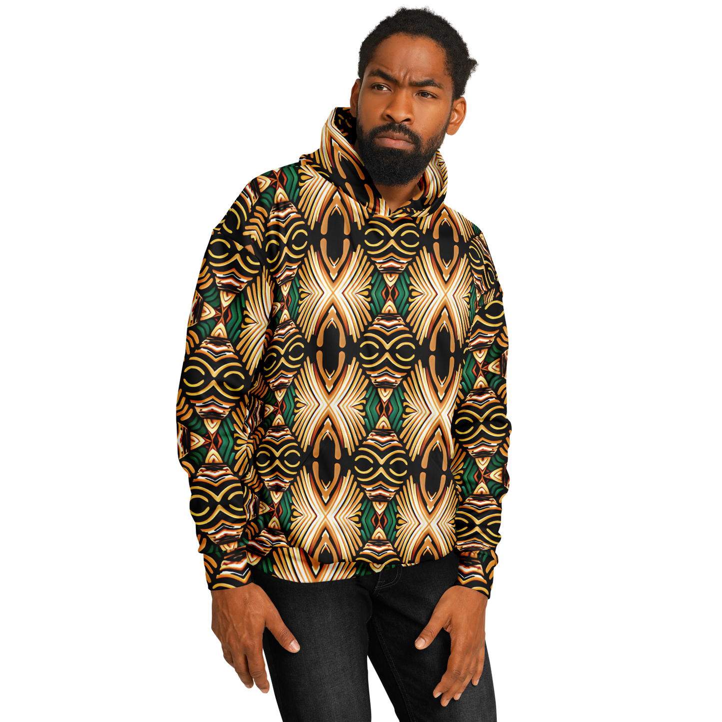 Men's Tribal Geometric Print Heavyweight Oversized Hoodie