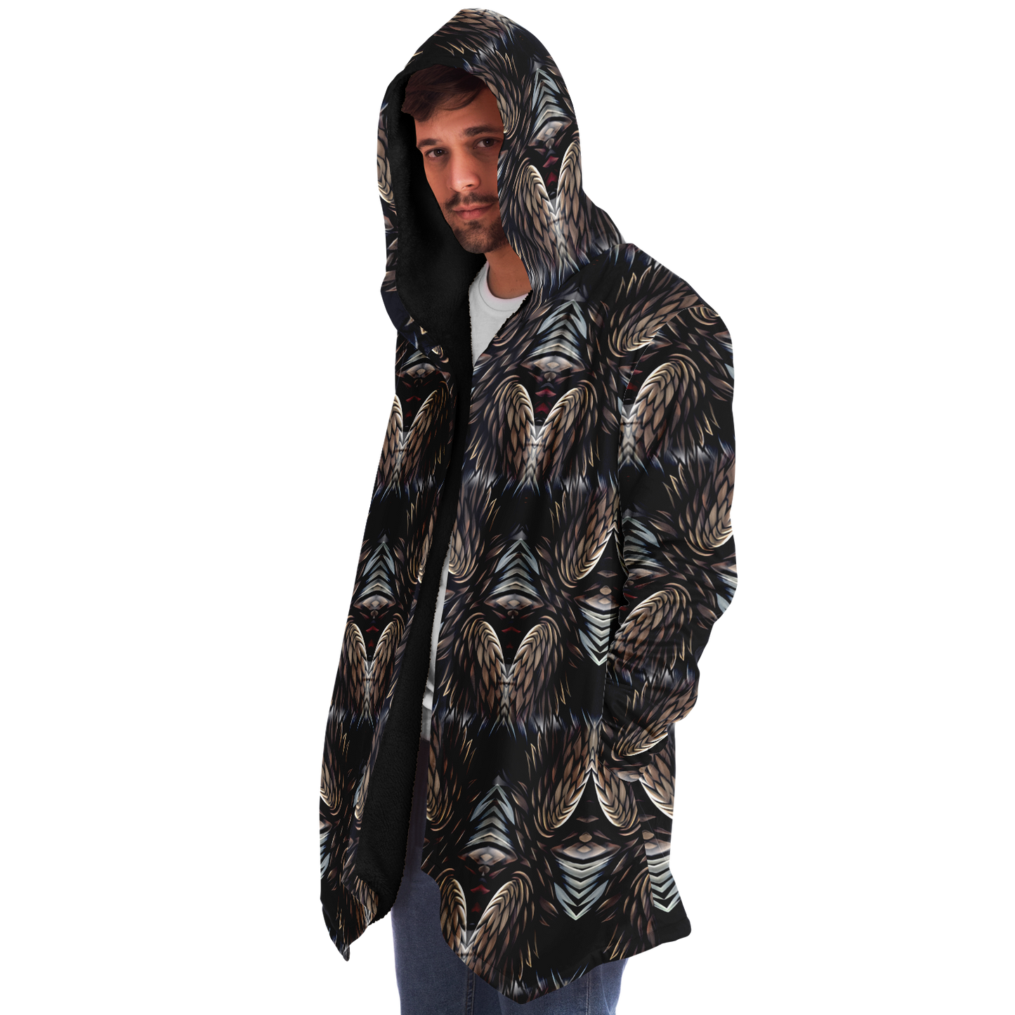 Men's Abstract Dark Kaleidoscope Pattern All Over Print Microfleece Cloak