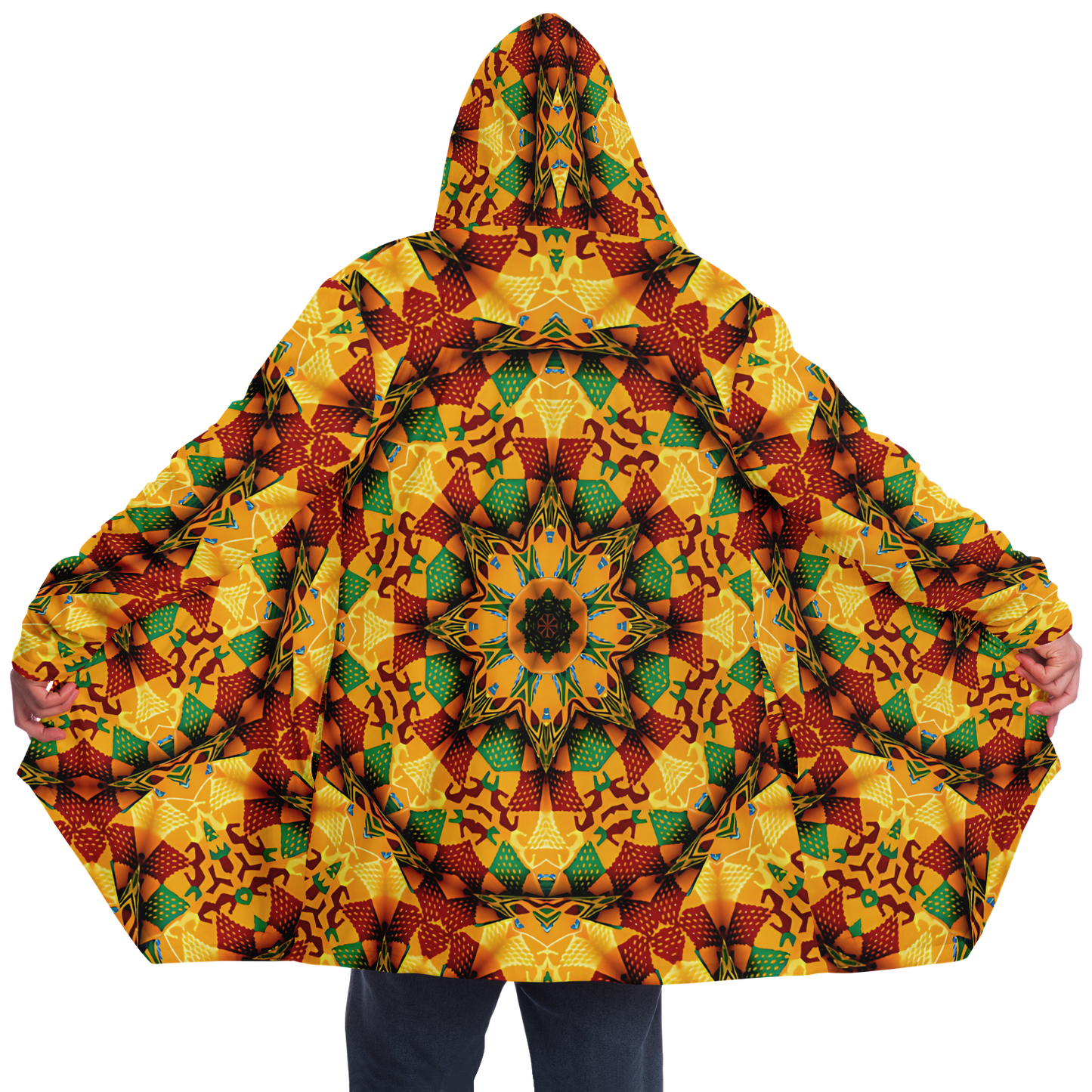 Men's Autumn Kaleidoscope Floral Pattern Microfleece Cloak