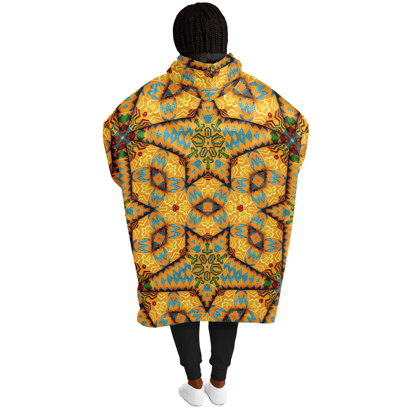 Women's Golden Geometric Mosaic Pattern Snug Hoodie