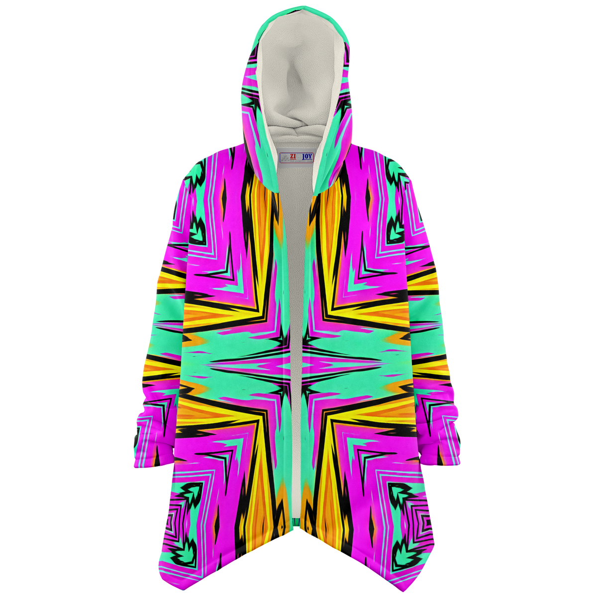 Men's Neon Geometric Star Pattern Design All Over Print Microfleece Cloak