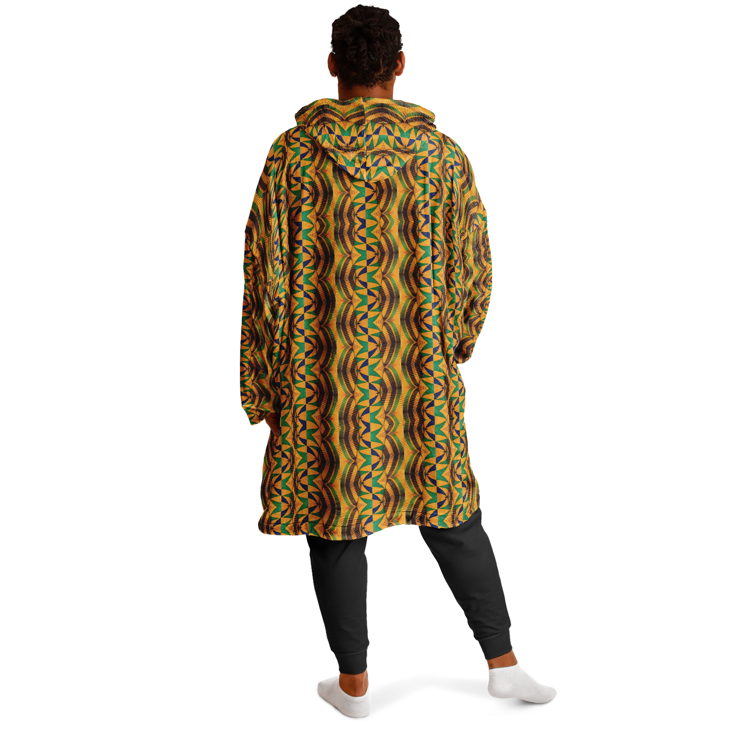 Men's African Kente Geometric Pattern All-Over Print Snug Hoodie Economy