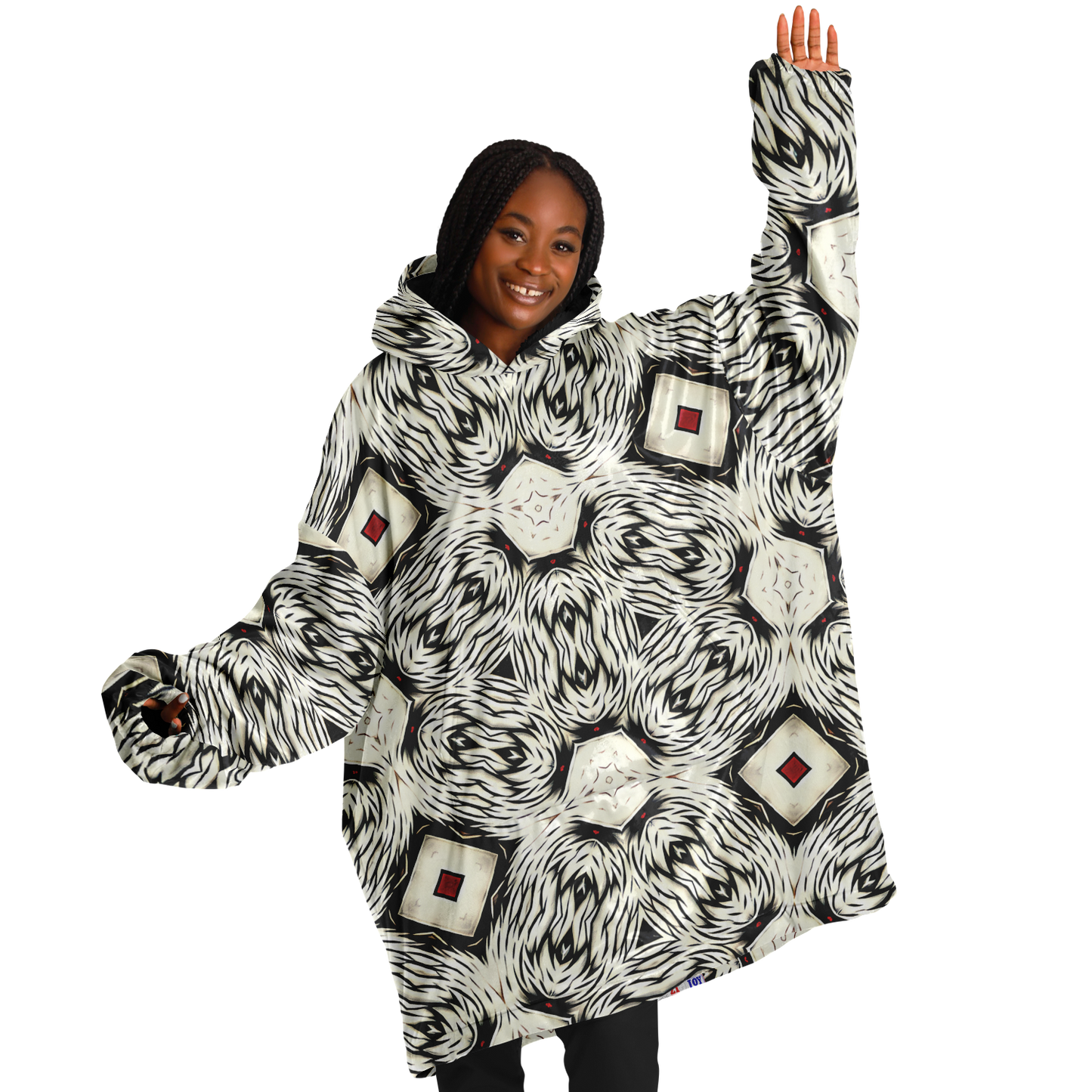 Women's Black & White Abstract Pattern All Over print Snug Hoodie