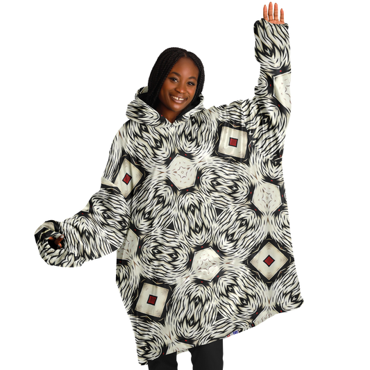 Women's Black & White Abstract Pattern All Over print Snug Hoodie