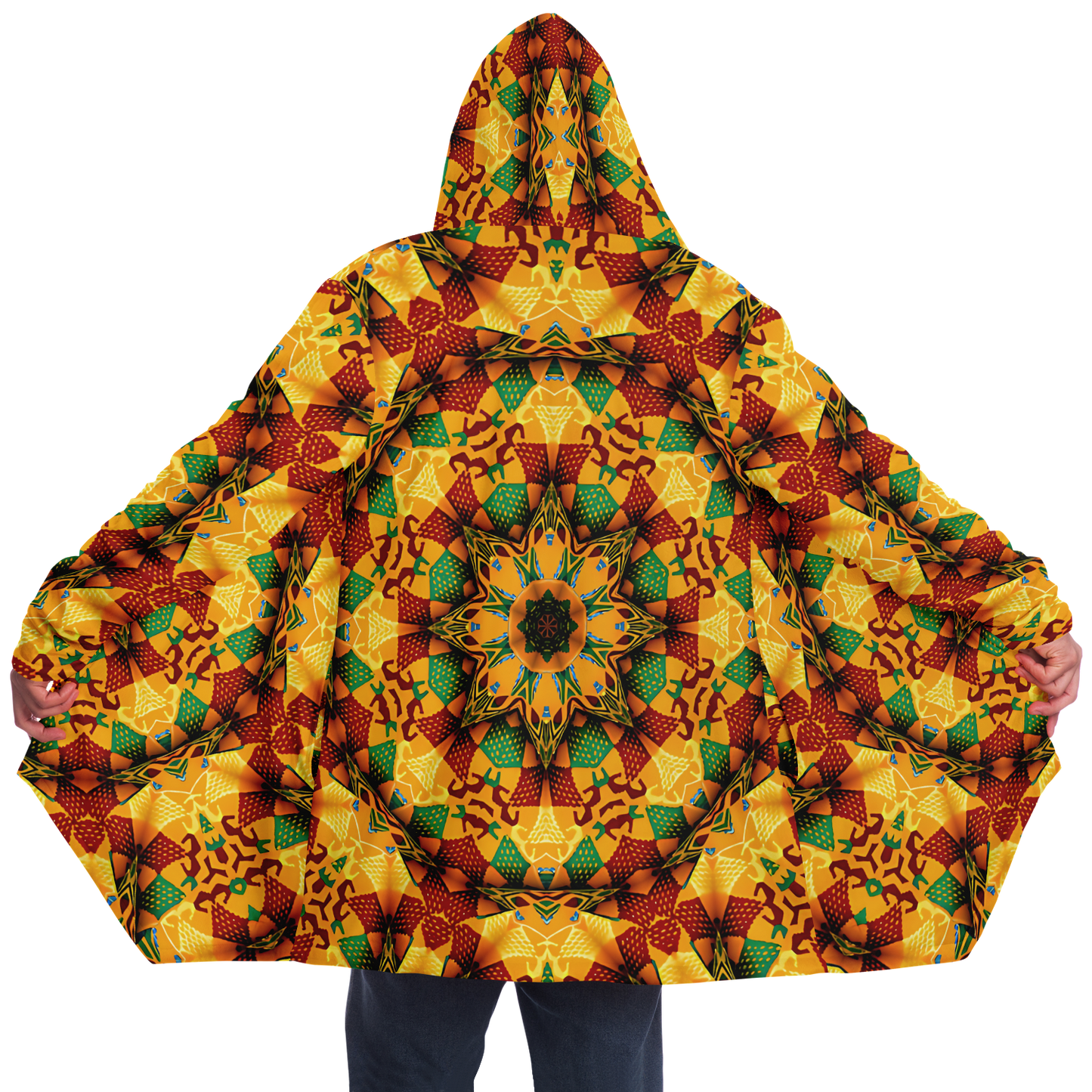 Women's Autumn Kaleidoscope Floral Pattern Microfleece Cloak