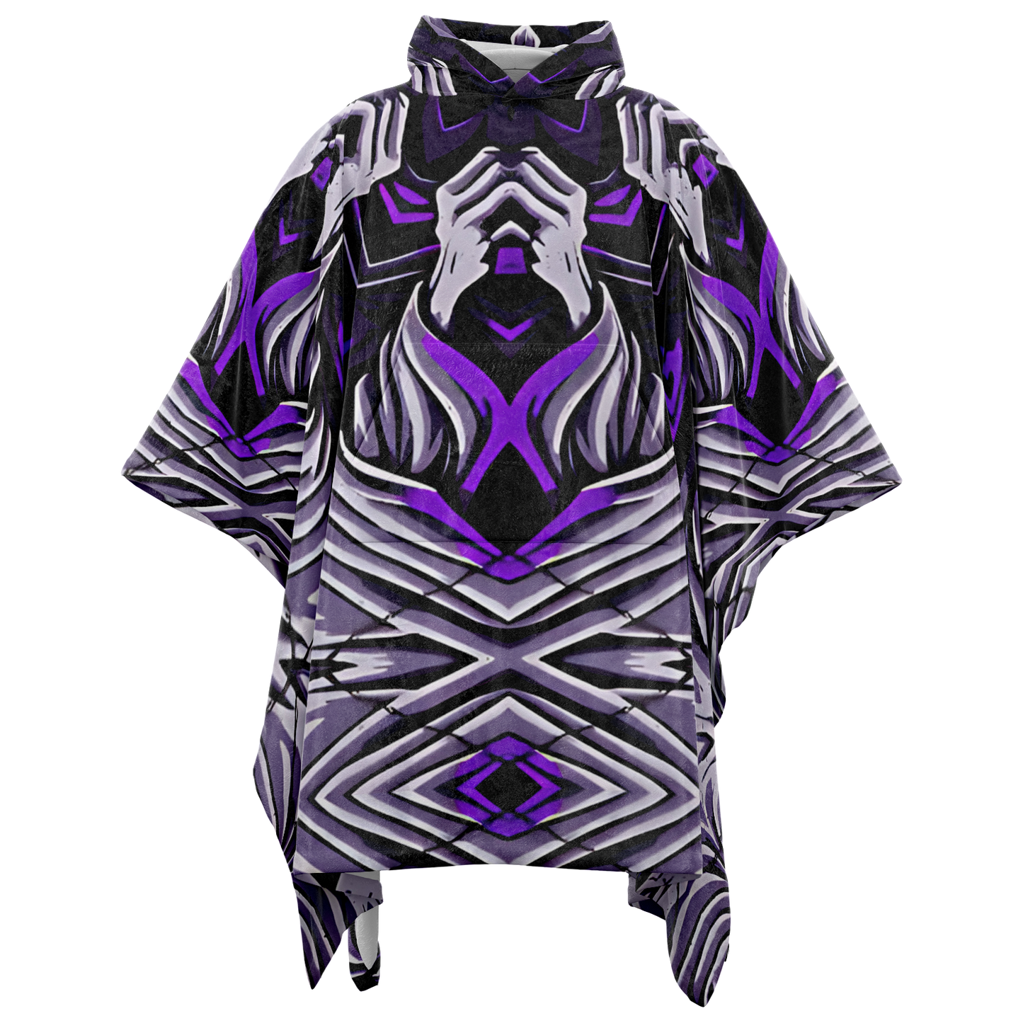Women's Kaleidoscope Purple Pattern Flannel Blanket Poncho