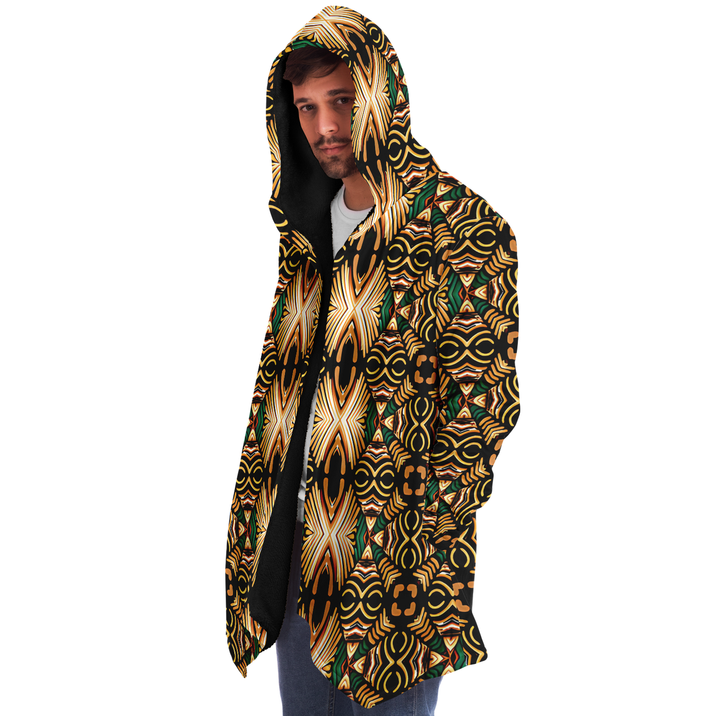 Men's Tribal Geometric Print Microfleece Cloak