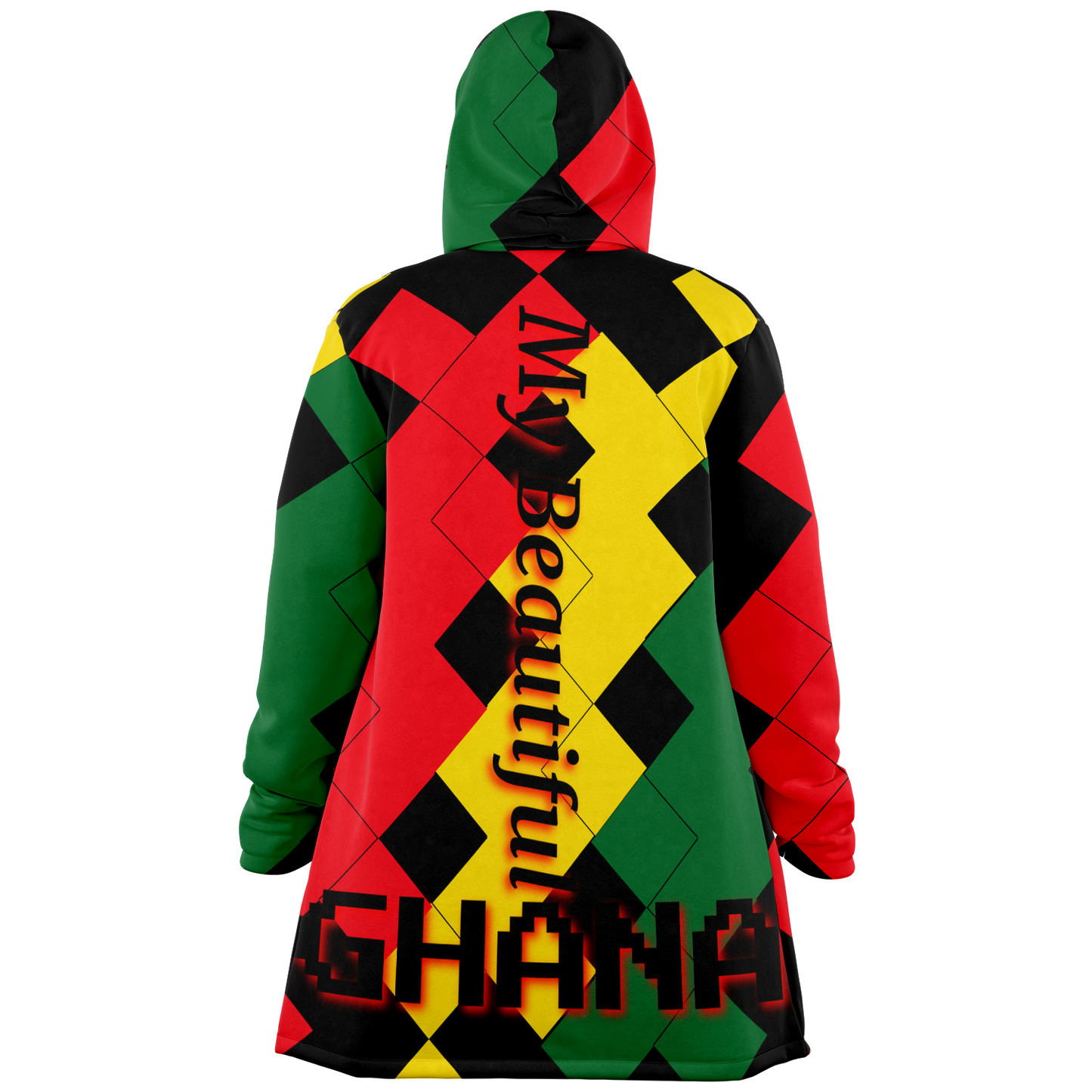 Women's Red Yellow Green and Black Stars Microfleece Cloak