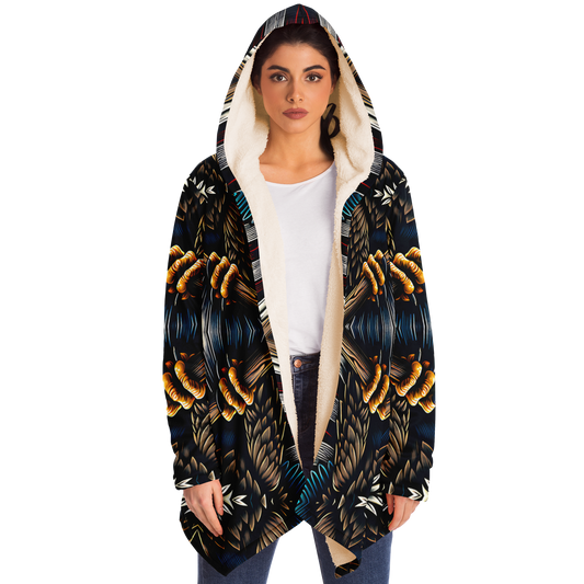Women's Dark Geometric Knit Pattern All Over Print Microfleece Cloak