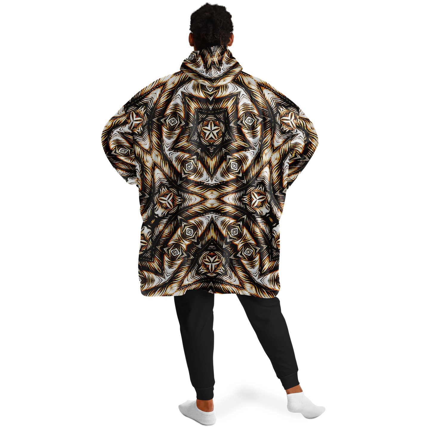 Men's Geometric Pattern All-Over Print Snug Hoodie