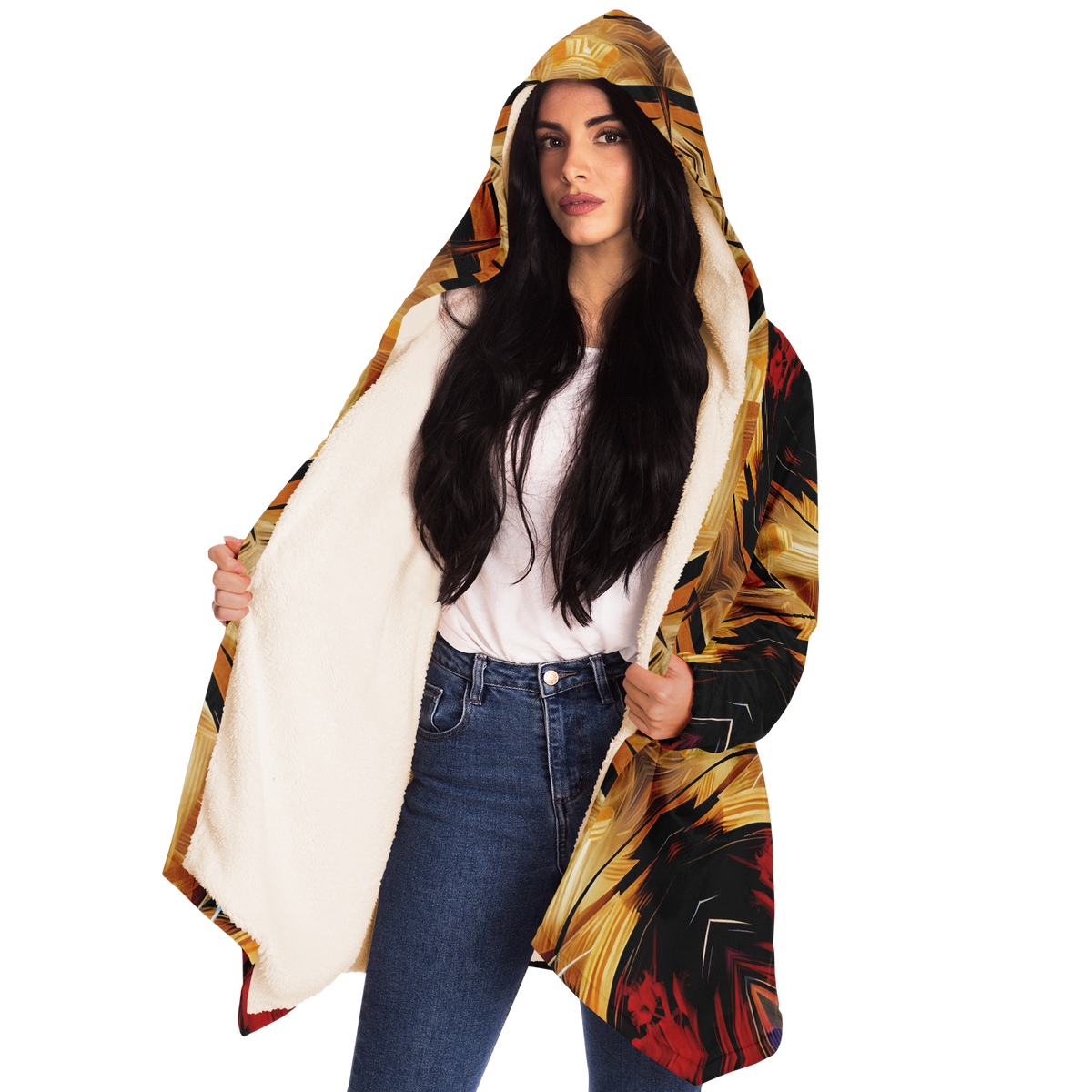 Women's Geometric Kaleidoscope Pattern Design All Over Print Microfleece Cloak