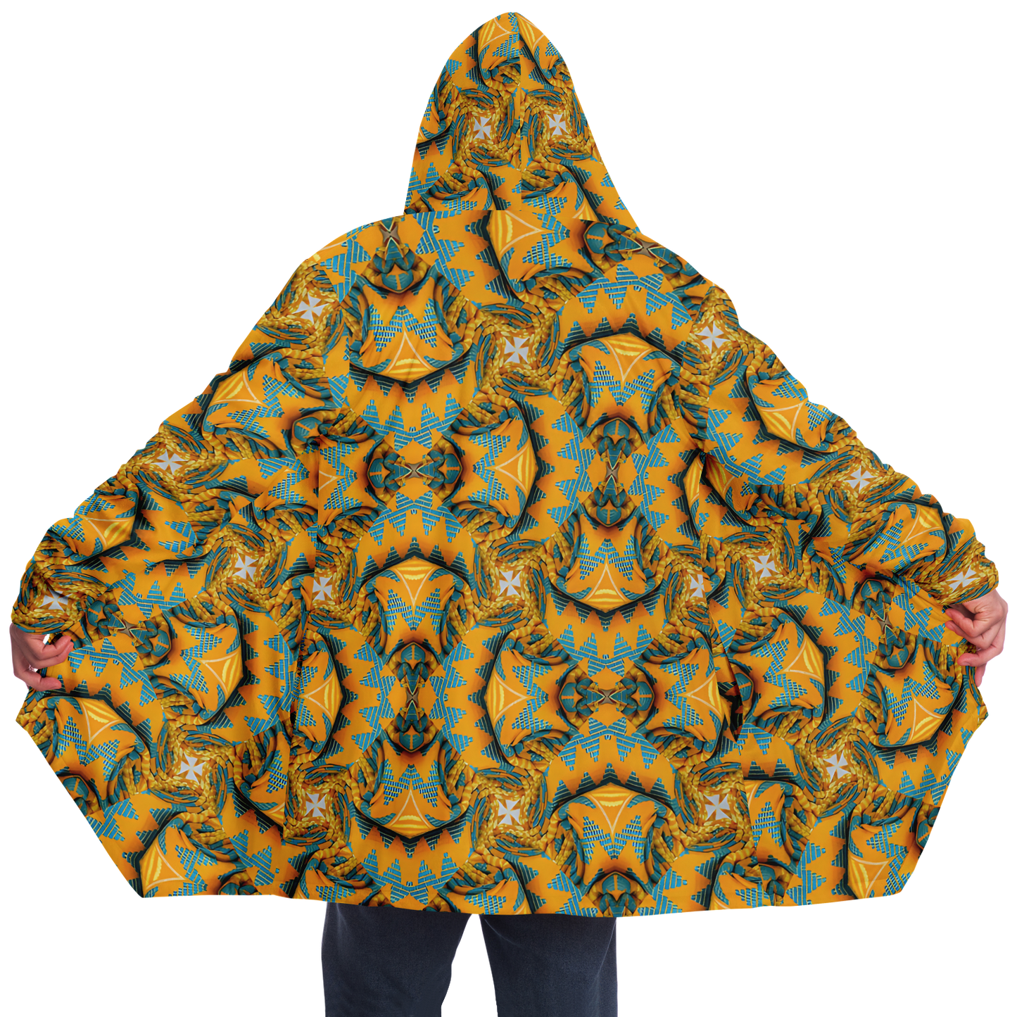 Men's Golden Kaleidoscope Pattern Microfleece Cloak
