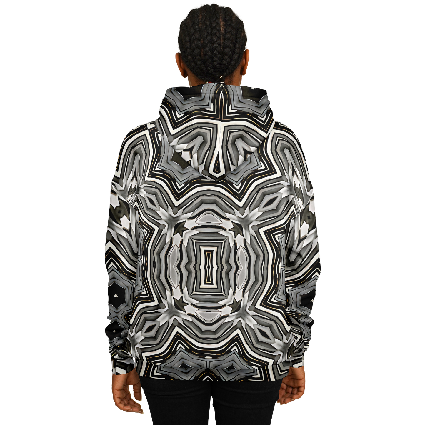 Women's Monochrome Kaleidoscope Pattern Heavyweight Oversized Hoodie