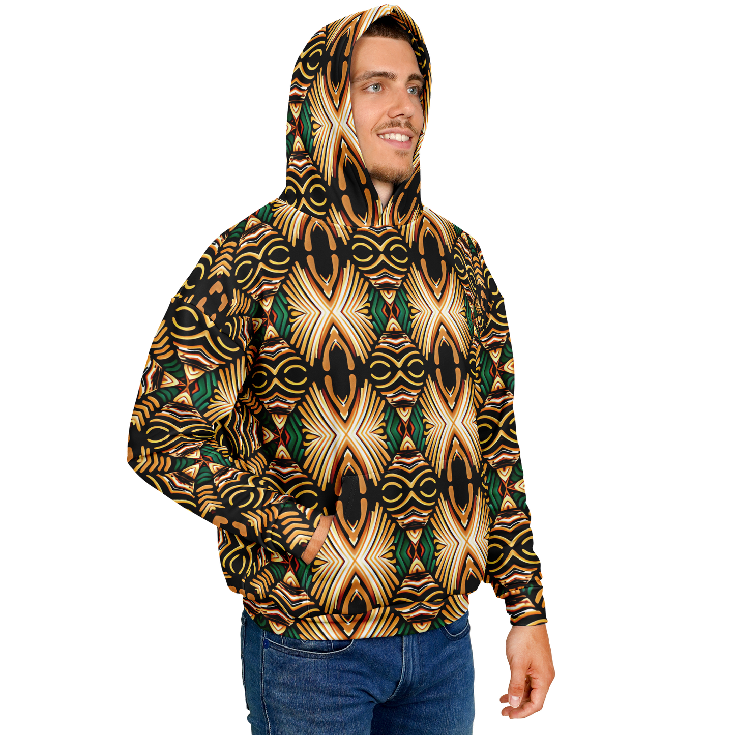 Men's Tribal Geometric Print Heavyweight Oversized Hoodie