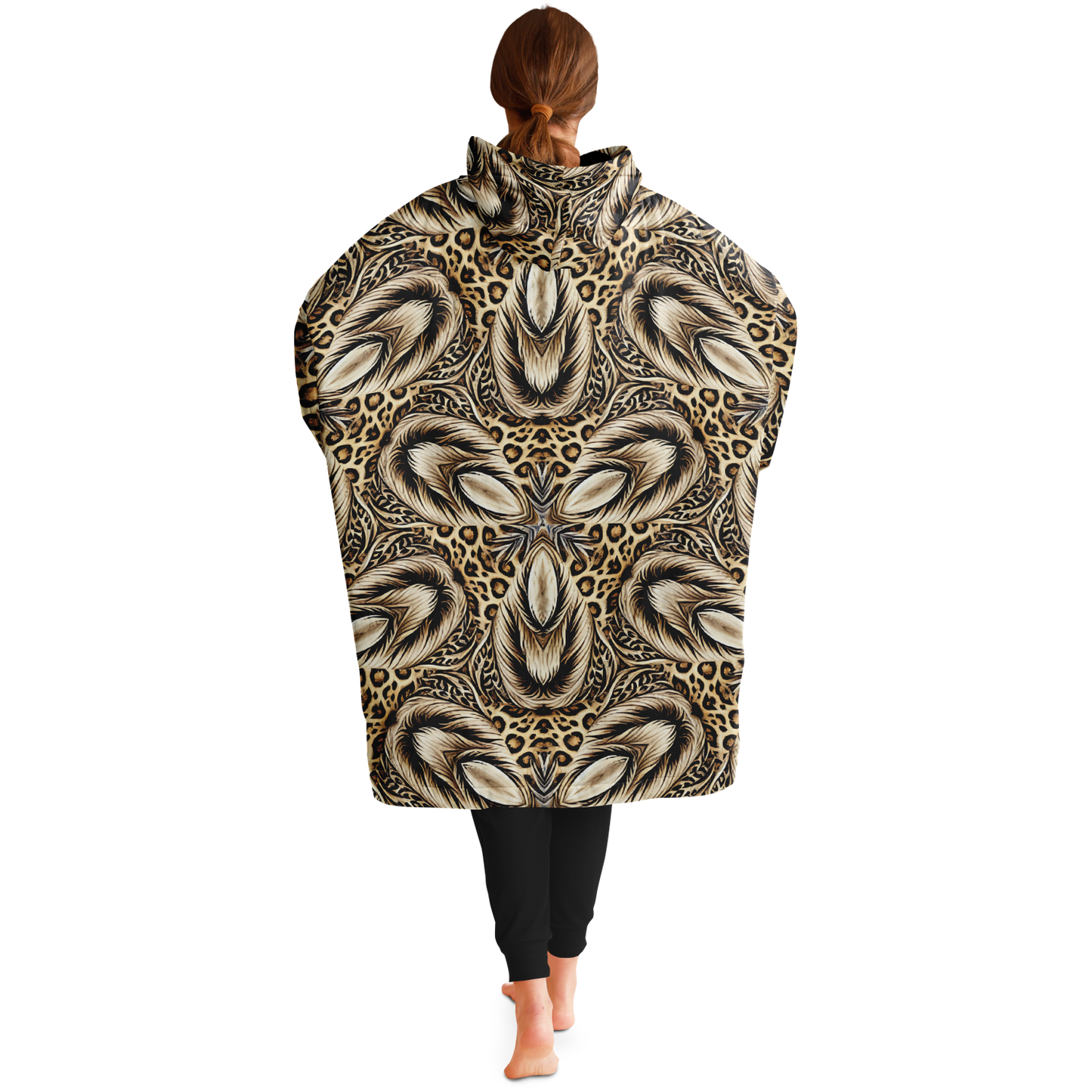 Women's Leopard Kaleidoscope Pattern All-Over Print Snug Hoodie