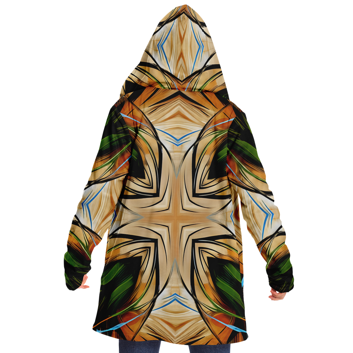 Women's Geometric Kaleidoscope Pattern Design All Over Print Microfleece Cloak