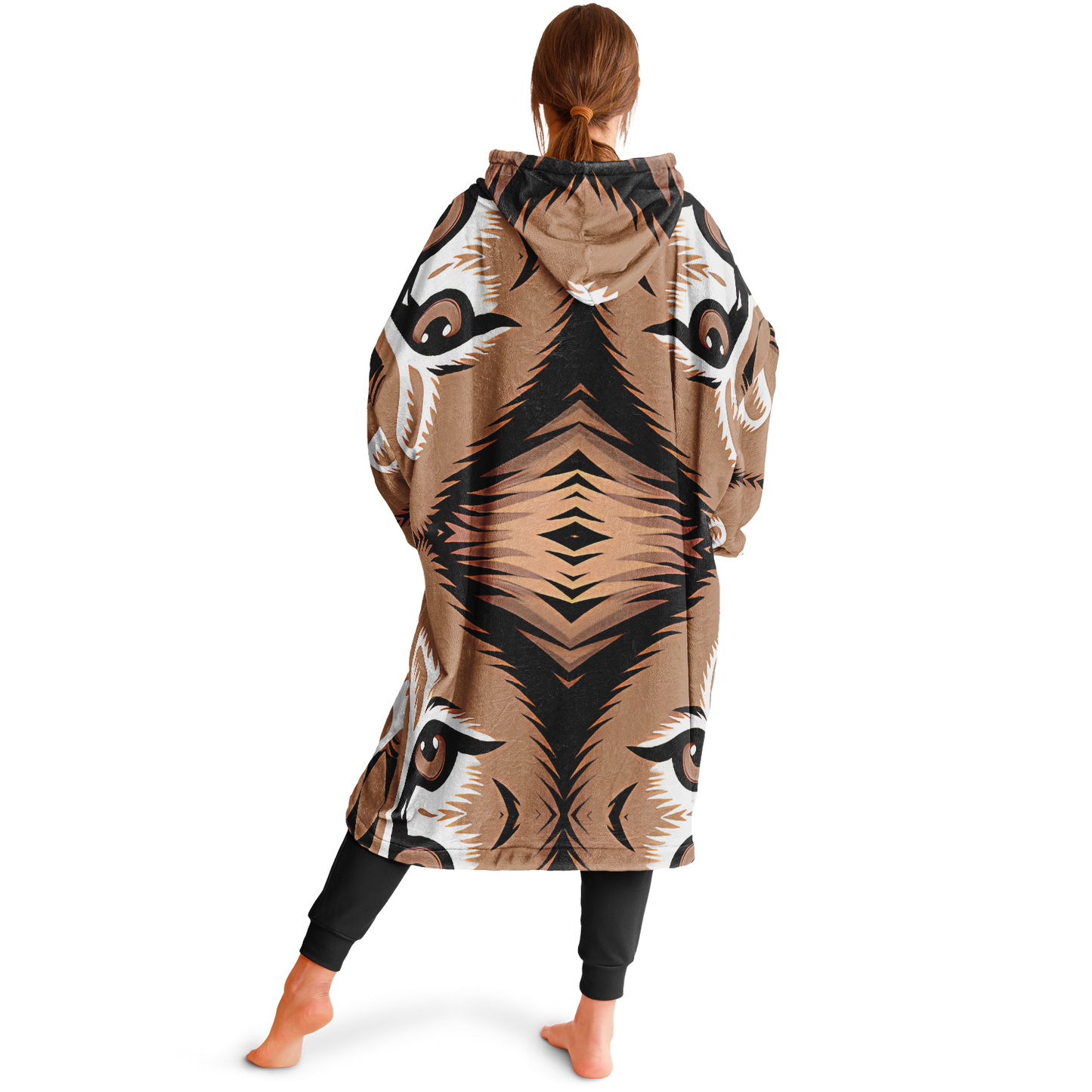 Women Brown Tribal Geometric Pattern All Over Print Snug Hoodie Economy