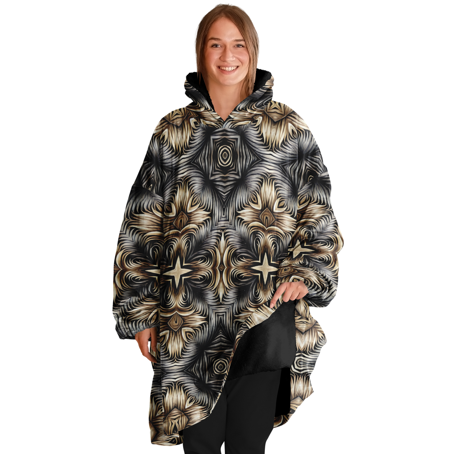 Women's Neutral Geometric Floral Pattern All Over print Snug Hoodie