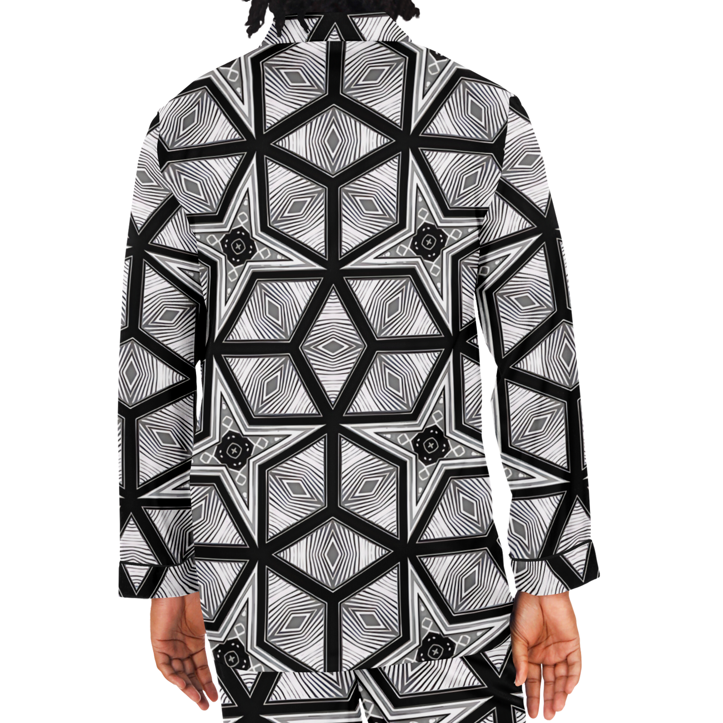 Men's Geometric Star Grid Satin Pajamas