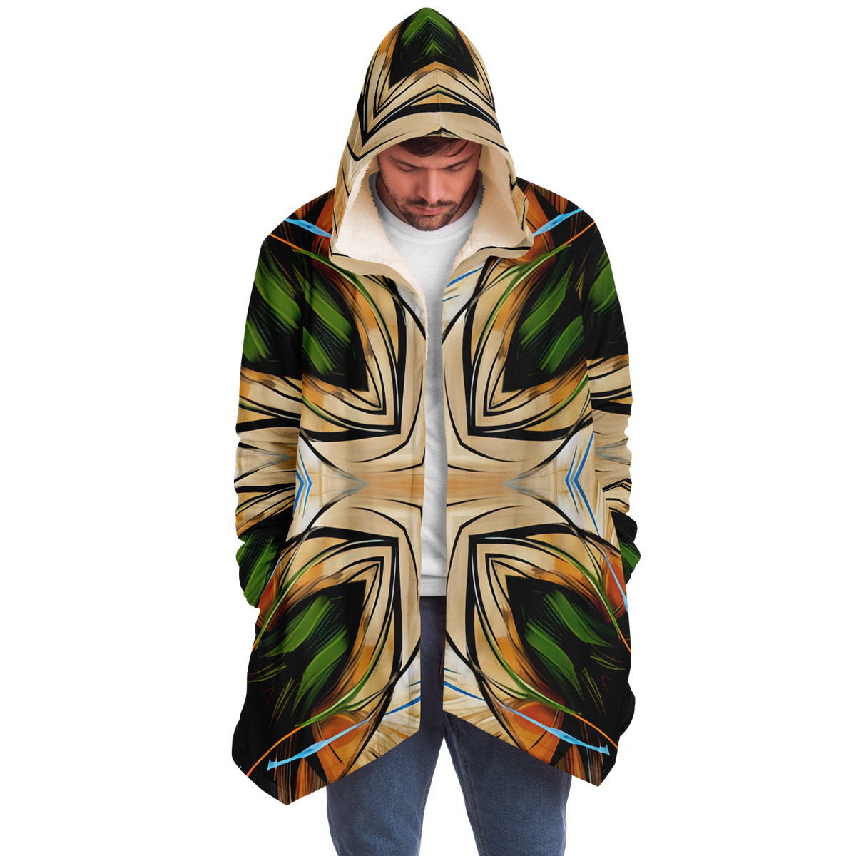 Men's Geometric Kaleidoscope Pattern Design All Over Print Microfleece Cloak