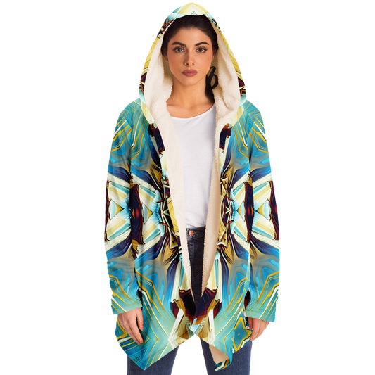 Women's Abstract Teal & Gold Pattern All Over Print Microfleece Cloak