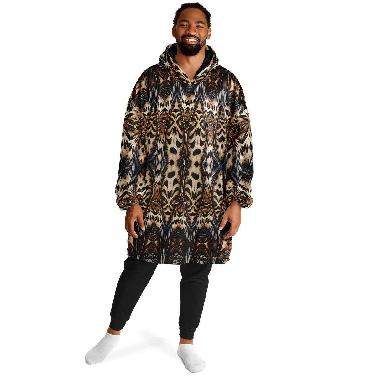Men's Leopard Trendy Geometric Pattern All-Over Print  Snug Hoodie