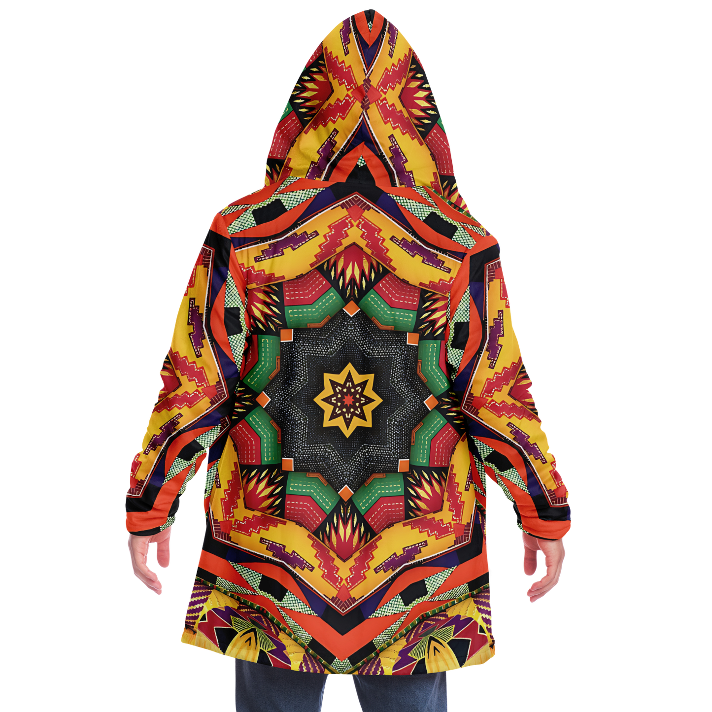 Men's Kaleidoscope Tribal Pattern All Over Print Microfleece Cloak