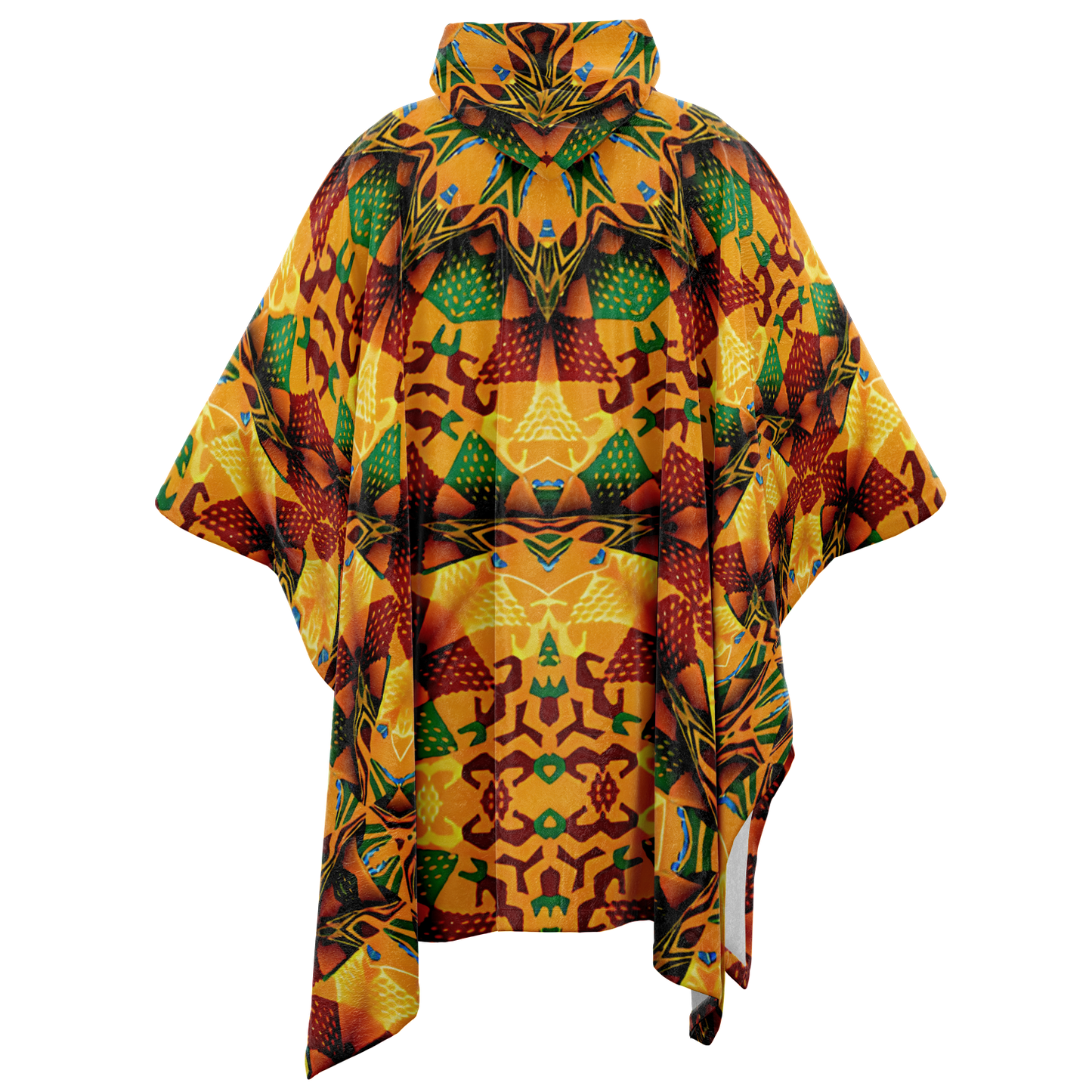 Men's Autumn Kaleidoscope Floral Pattern Flannel Blanket Poncho