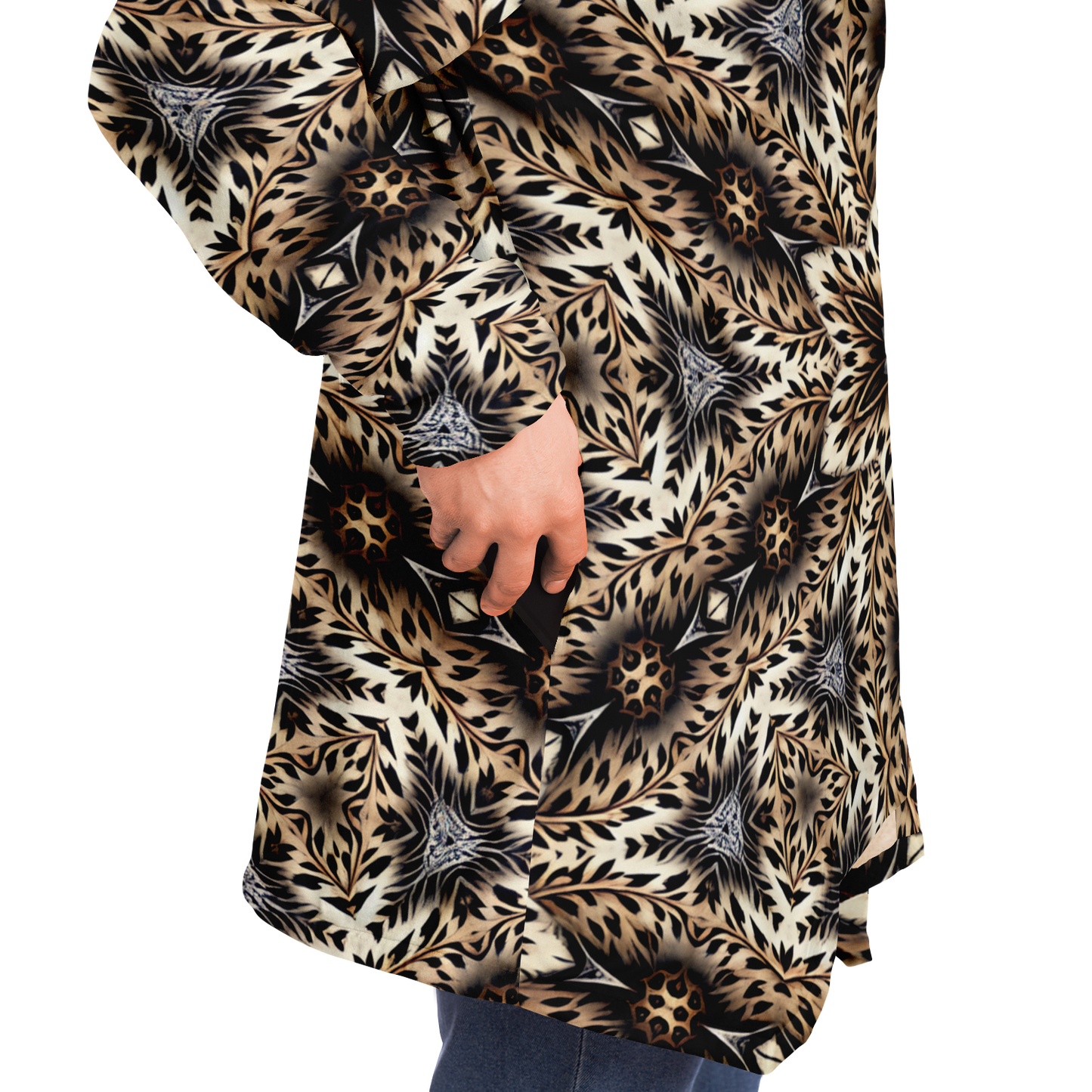Men's Leopard Kaleidoscope Pattern All-Over Print Microfleece Cloak