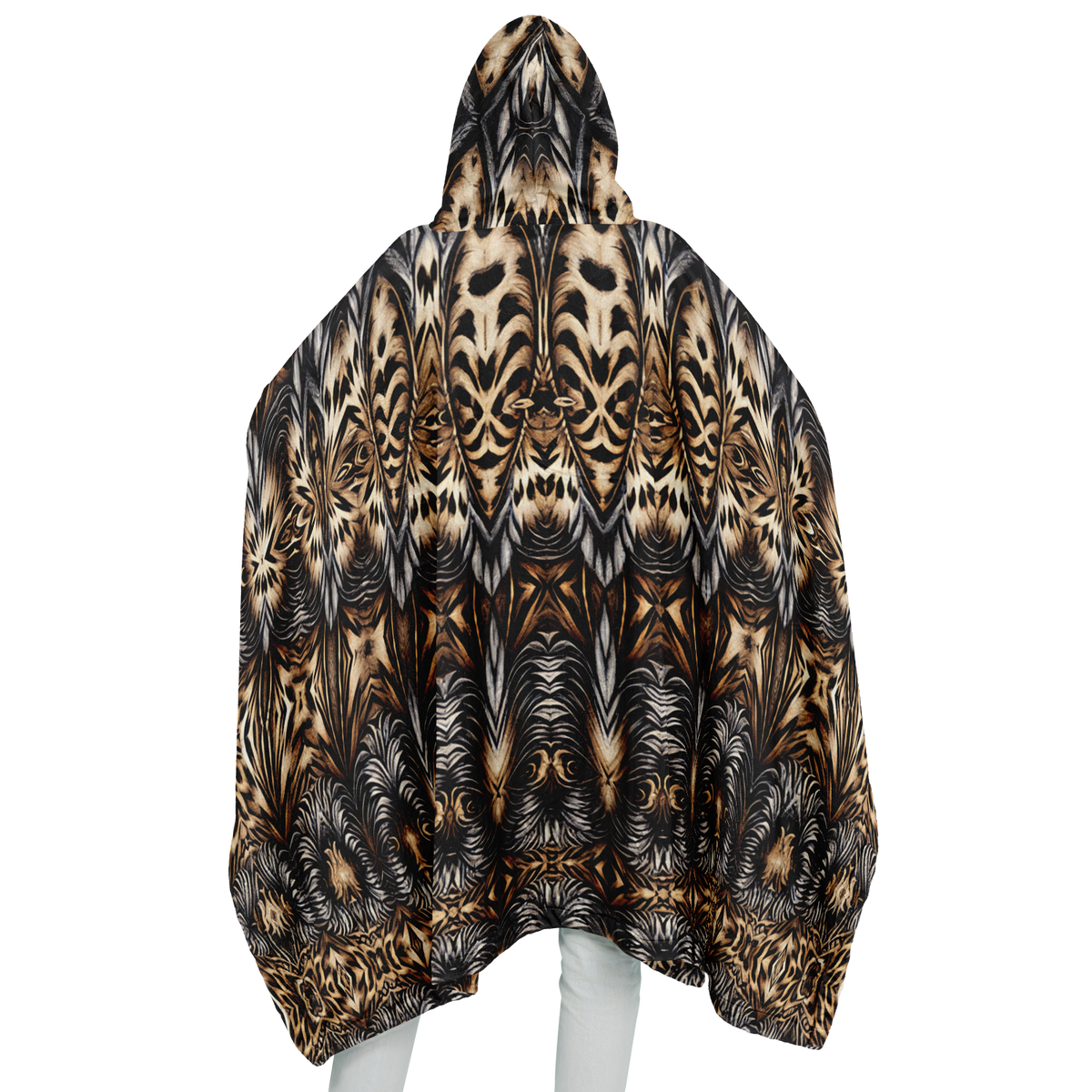 Women's Leopard Trendy Geometric Pattern All-Over Print Flannel Blanket Poncho