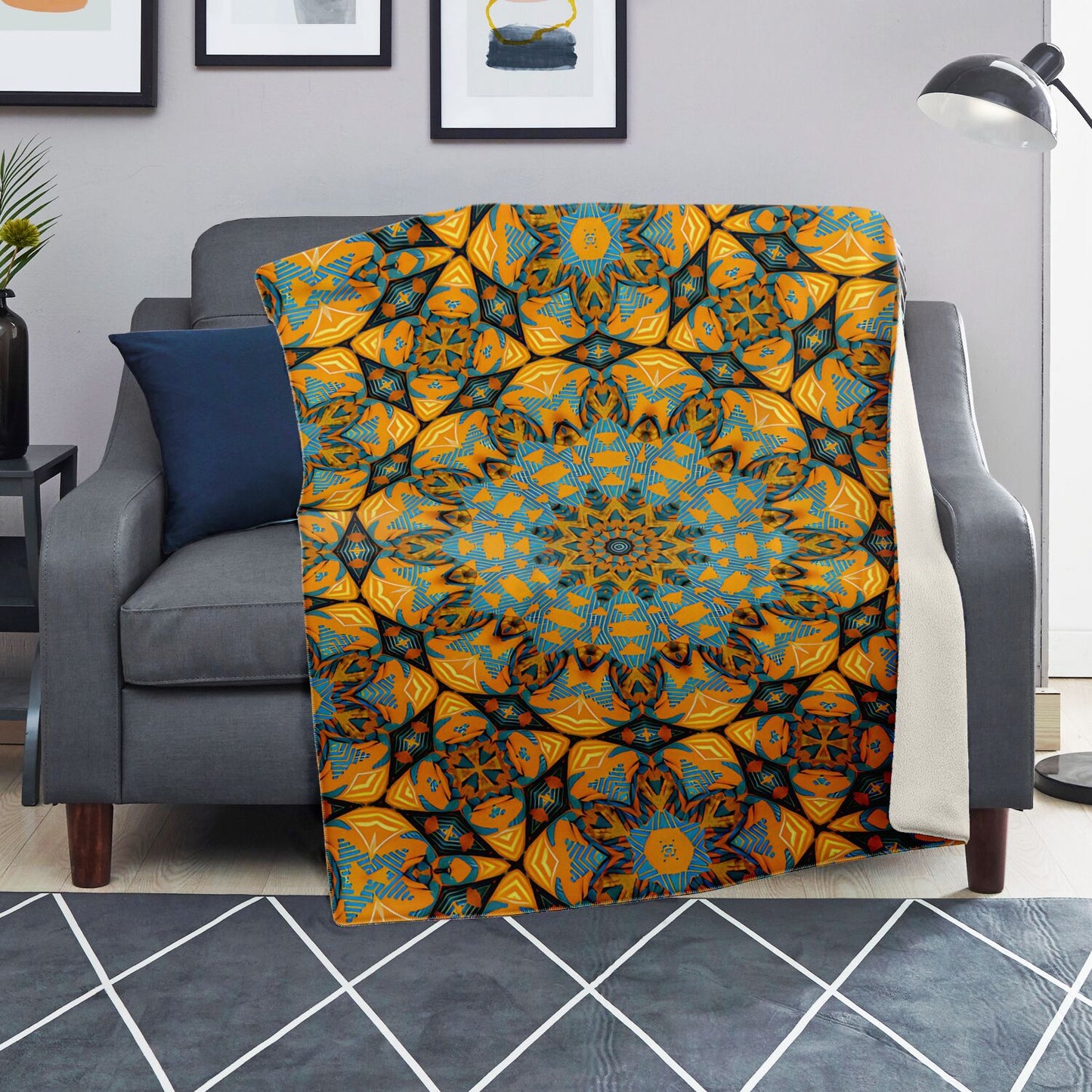 Blanket - Boho Mosaic Patterned Premium Microfleece Blanket