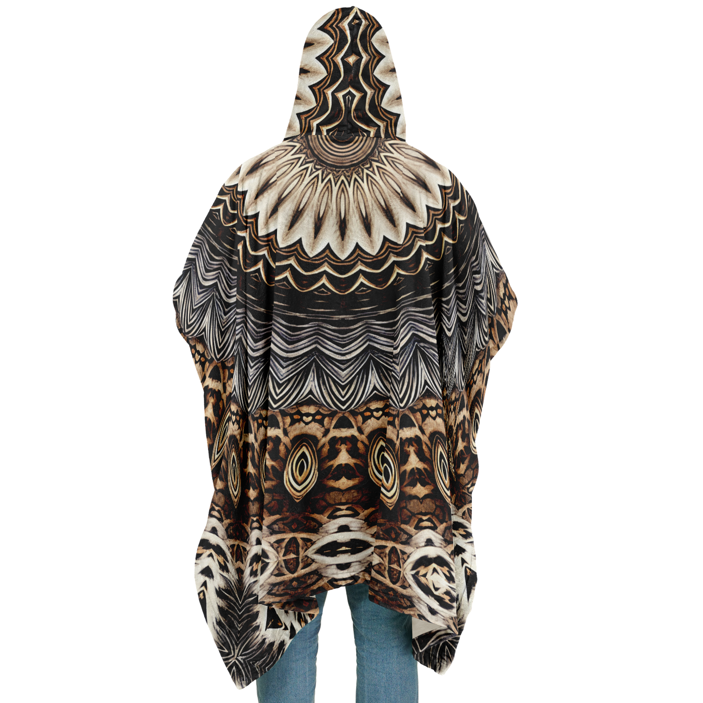 Men's Kaleidoscope Mandala Pattern  All-Over Print Flannel Blanket Poncho