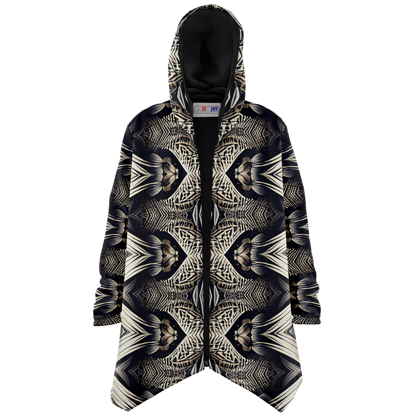 Men's Monochrome Geometric Kaleidoscope Pattern All Over Print  Microfleece Cloak