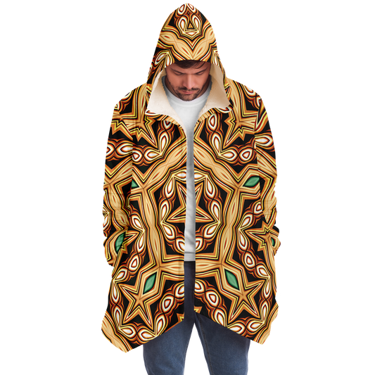 Men's Retro Geometric Brown & Teal Pattern Microfleece Cloak