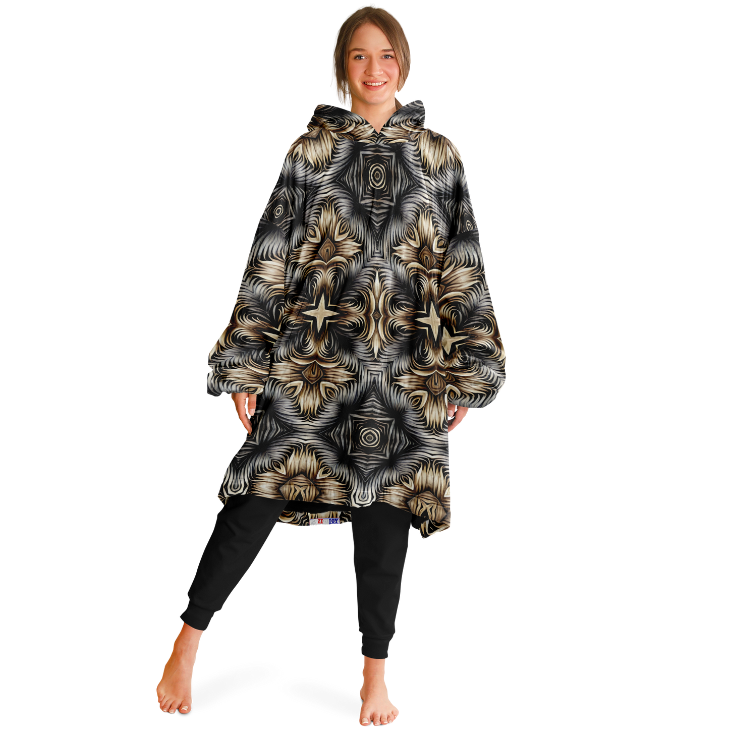Women's Neutral Geometric Floral Pattern All Over print Snug Hoodie