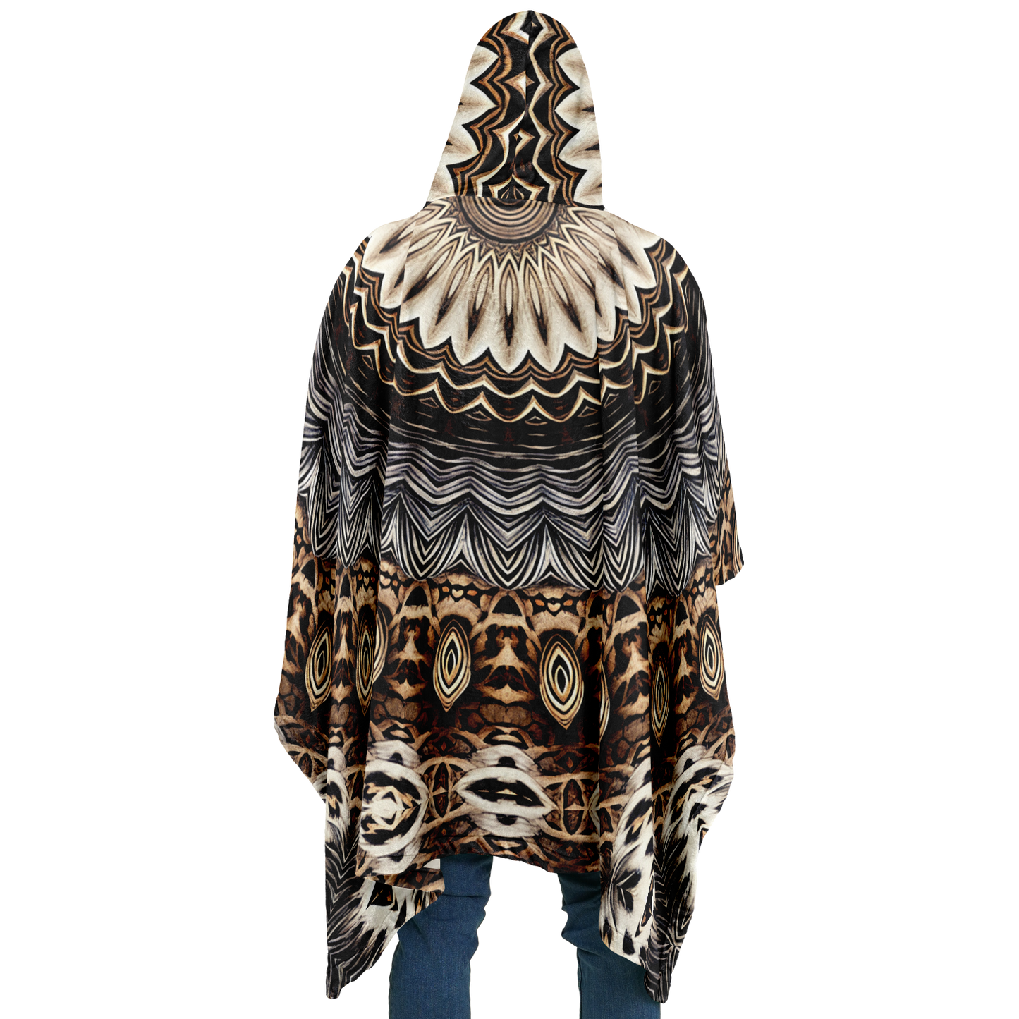 Men's Kaleidoscope Mandala Pattern  All-Over Print Flannel Blanket Poncho
